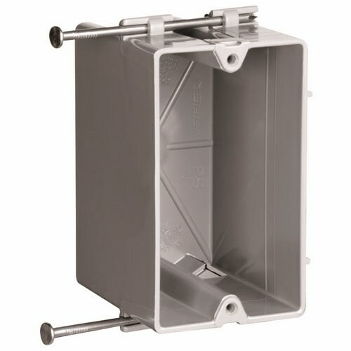 Single Gang, Captive Mounting Switch and Outlet Box, Two Quick/Click Entries on each end. It isa durable, impact-resistant thermoplastic box amdhasinnovative extras that cut installation time. 100 pack.