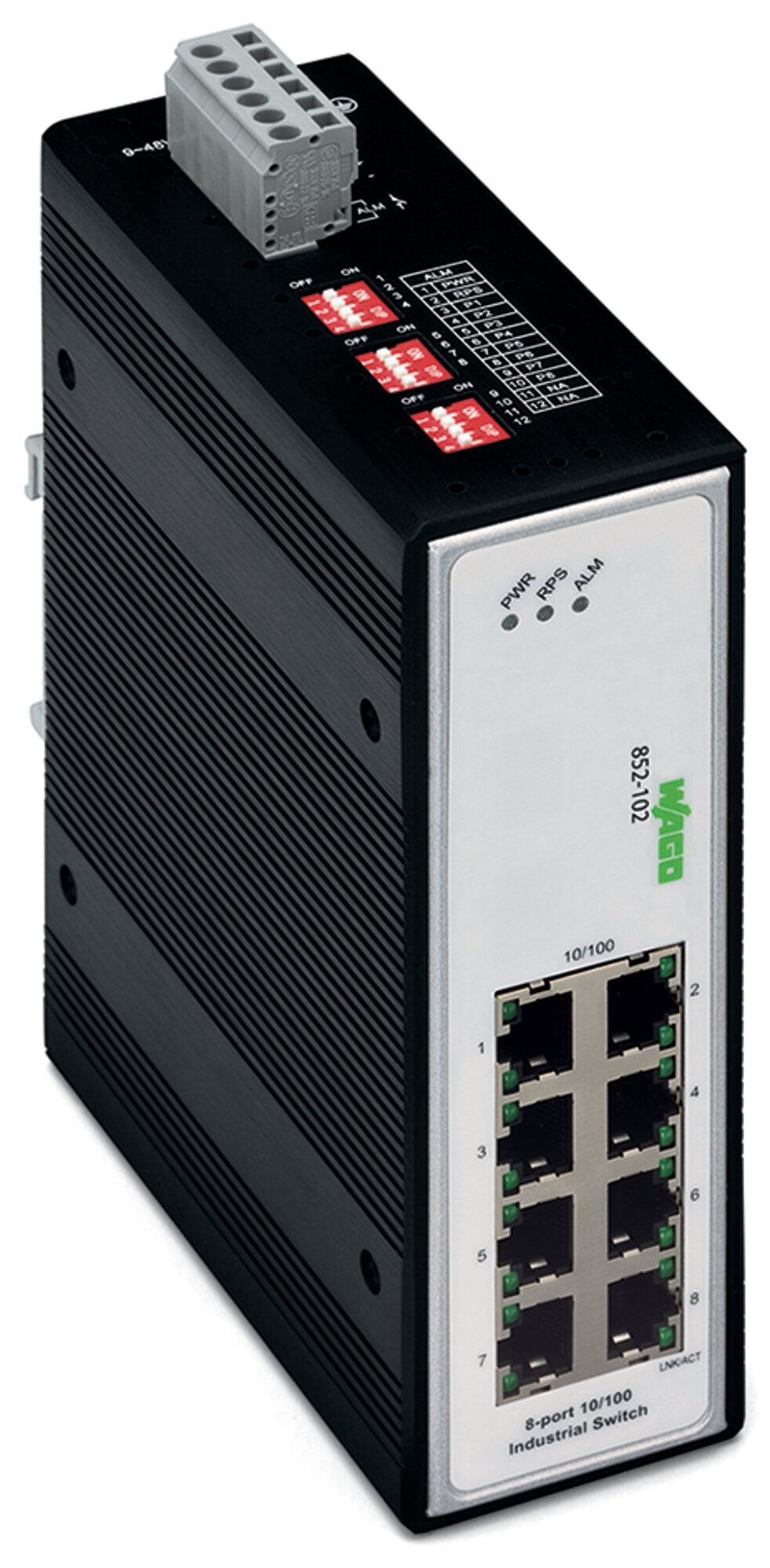 Industrial-Switch; 8-port 100Base-TX; black