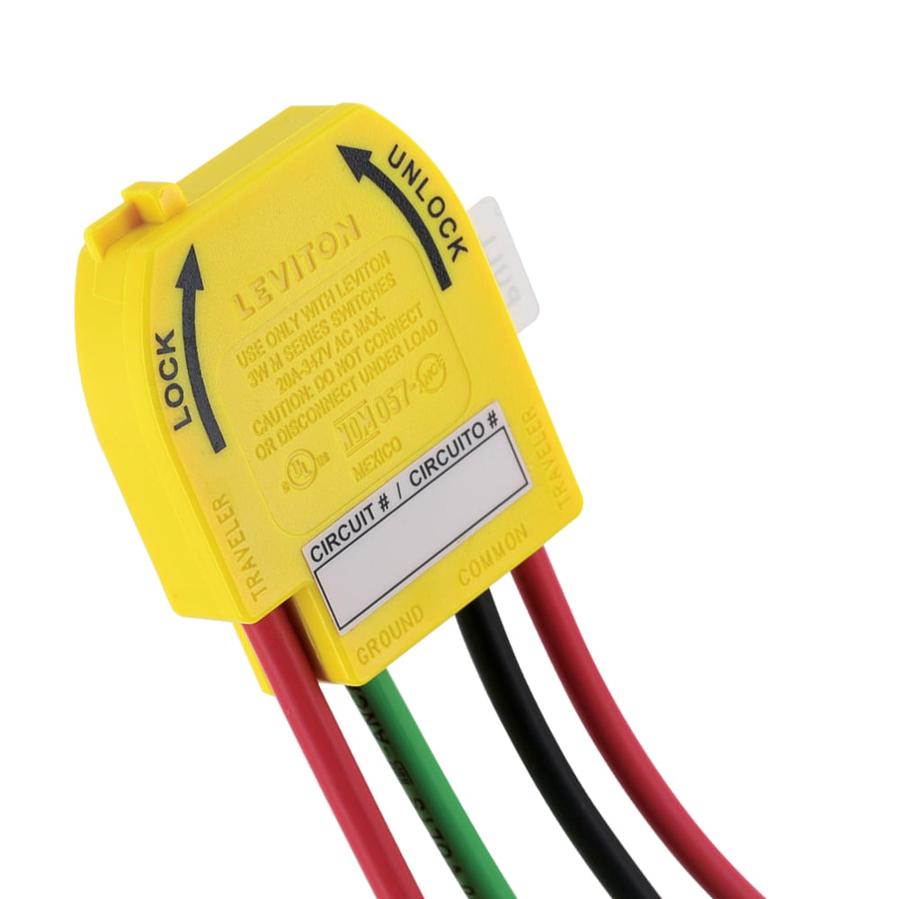 M3WSW-WST Lev-Lok Wiring Module With 6 in XHHW-2 Black/Red/Green Stranded Wire Lead, Push Wire Connector, For Use With 3-Way Toggle Switch, 20 A, 347 V AC, Yellow