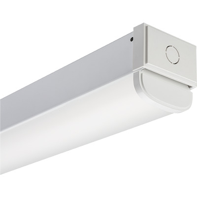 Commercial linear strip, 48'' long, 3,000 nominal lumens, Standard efficiency, Round Diffuse Lens, 120V-277V, Generic driver 0-10V dimming, 5000K, 80 color rendering index, White finish, SKU - 2496XY