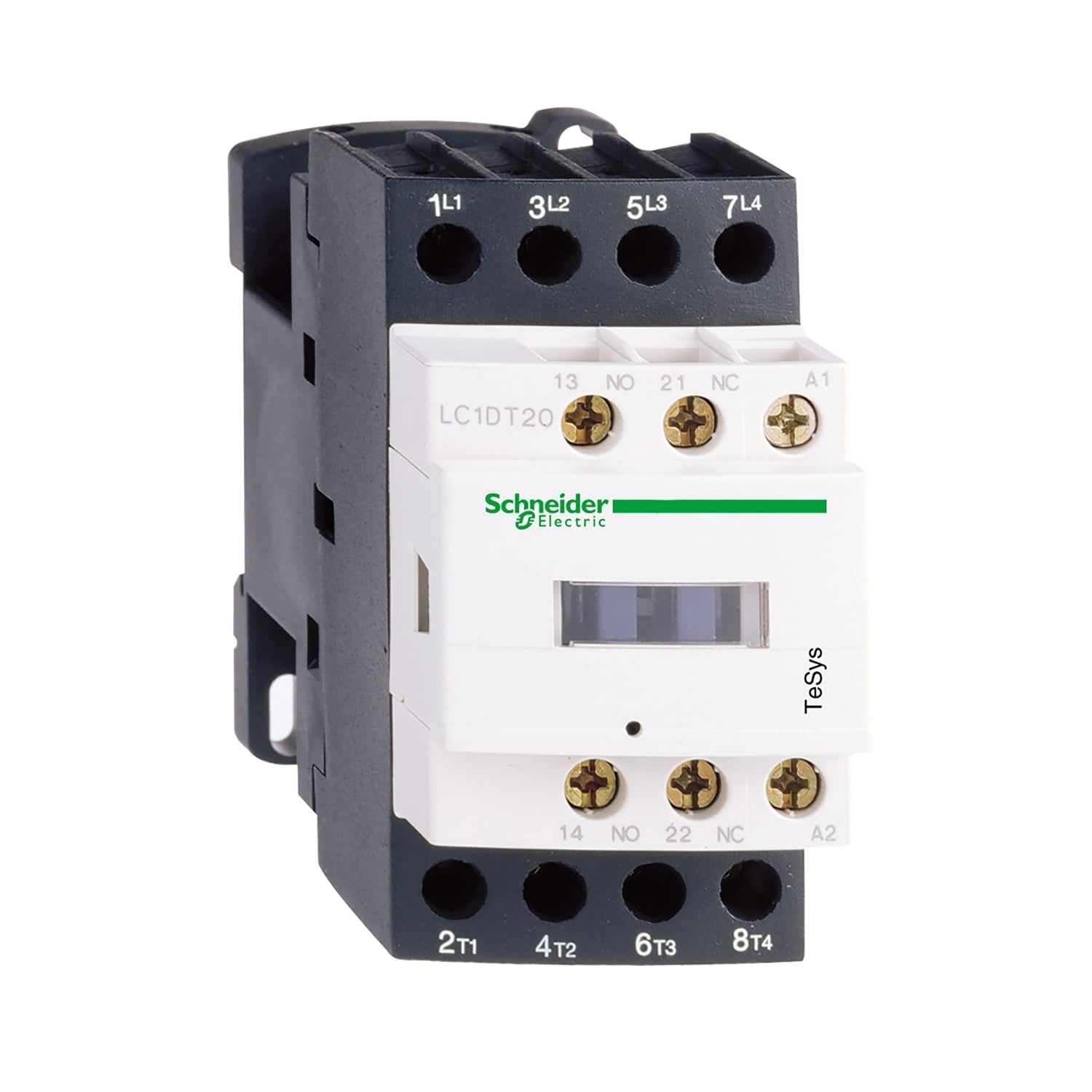 IEC contactor, TeSys D, nonreversing, 40A resistive, 4 pole, 2 NO and 2 NC, 110VAC 50/60Hz coil, open style