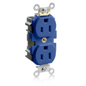 15 Amp, 125 Volt, Modular Duplex Receptacle, Narrow Body, Commercial Spec Grade, Blue