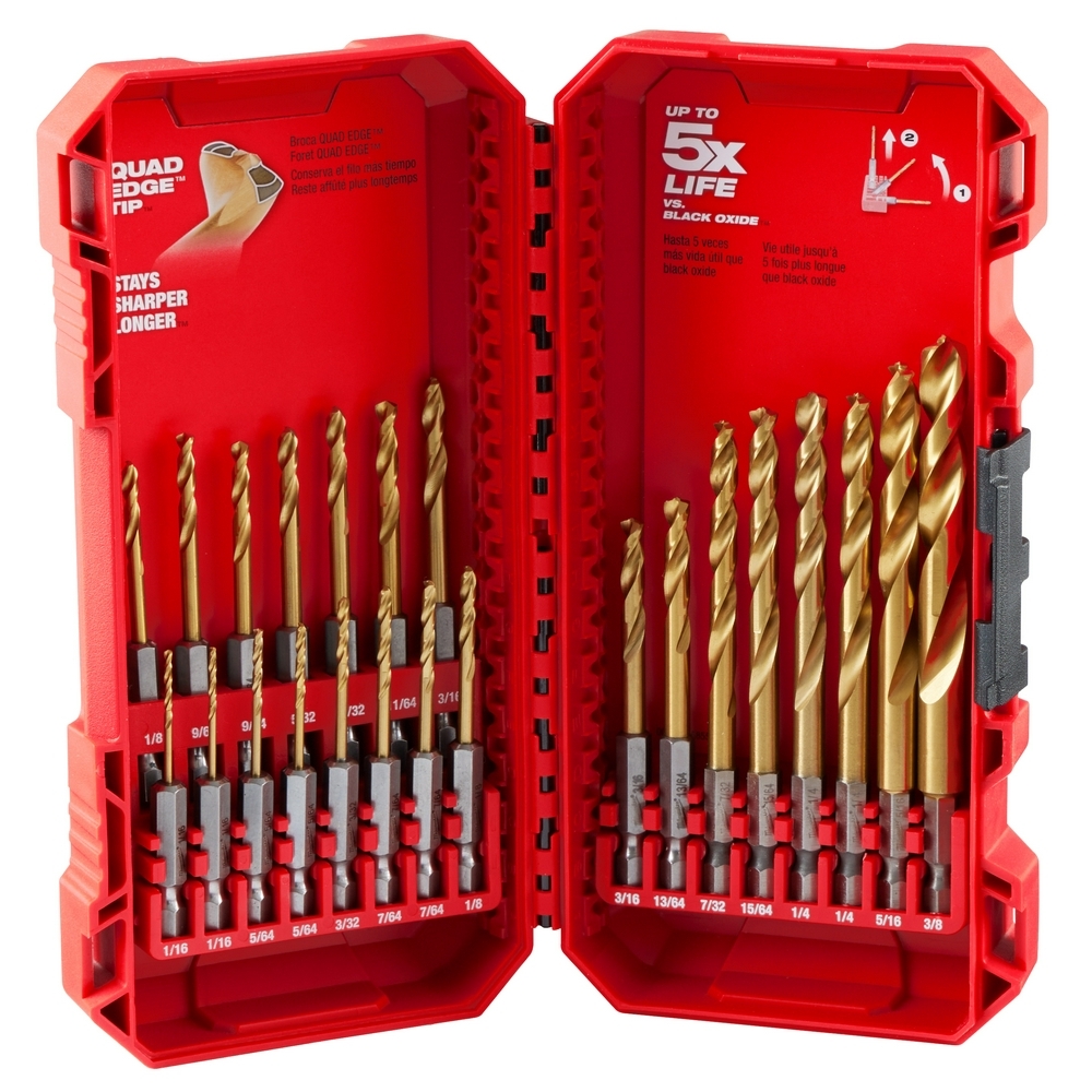 SHOCKWAVE Impact Duty RED HELIX Titanium Drill Bit Set  23PC