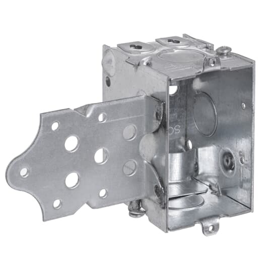 Gangable Switch Box, 12.5 Cubic Inches, 3 Inches Long x 2 Inches Wide x 2-1/2 Inches Deep, 1/2 Inch Knockouts, Pre-Galvanized Steel,  Non-Metallic Cable Clamps (C-5) and S Bracket Recessed 5/8 Inch, For Non-Metallic Sheathed Cable