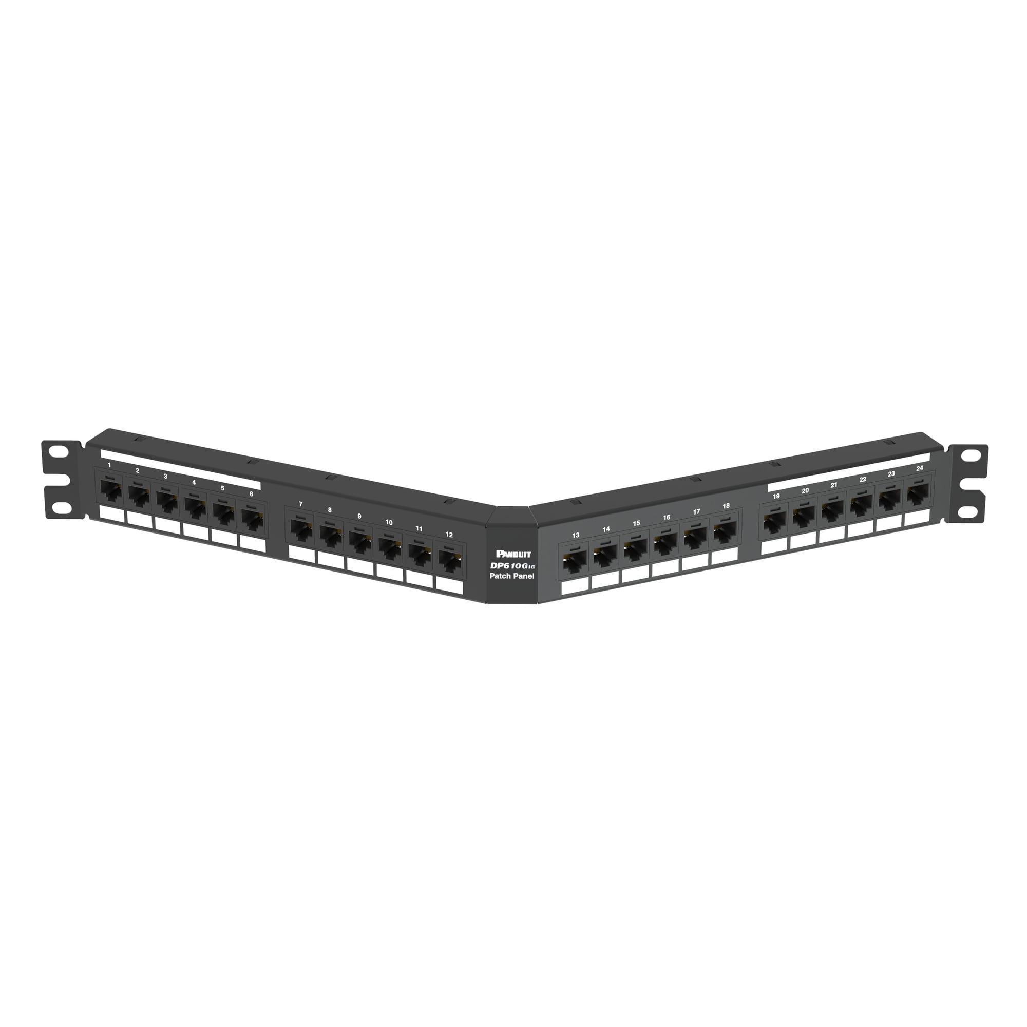 DPA246X88TGY 10Gig Data-Patch DP6A PanNet 1RU Angled Patch Panel Kit, 24 Ports, Cat 6A, 26 to 22 AWG Terminal, Cold Rolled Steel