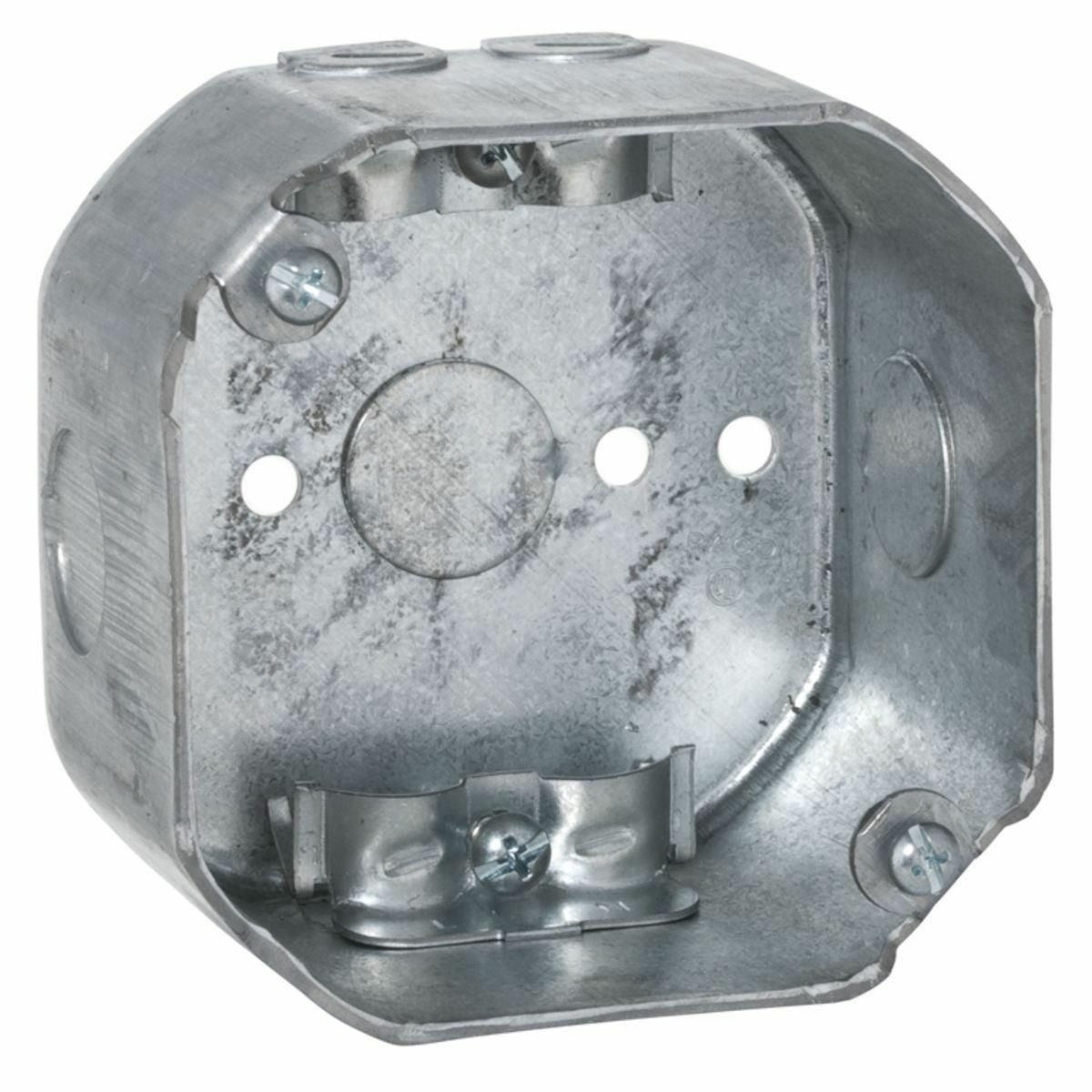 4 In. Octagon Box, 2-1/8 In. Deep - Drawn with NMSC Clamps