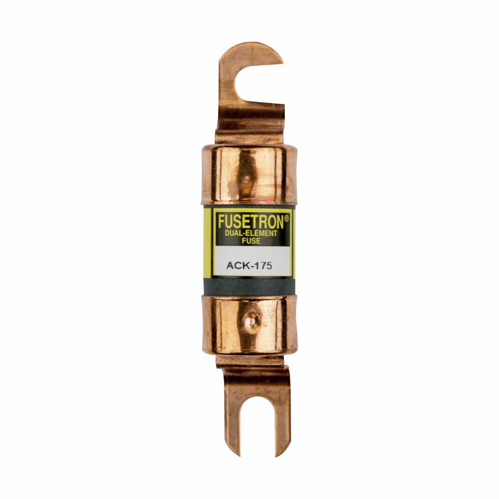Eaton Bussmann Series ACK Fuse, Lift Truck & Battery Charger Fuse, Time delay, 175A, 72 Vdc, 100s at 200%, 35s 300%, 13s at 500% response time, Stud mounting, 1.062 in diameter, One-time use fuse type, Copper terminal material