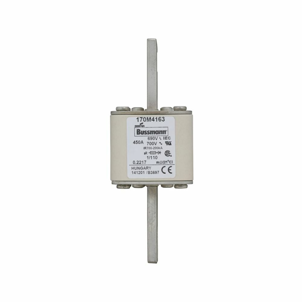 Fuse-link, high speed, 450 A, AC 690 V, DIN 1, 53 x 66 x 138 mm, aR, DIN, IEC, single indicator