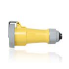30 Amp, 125 Volt, 2P, 3W, LEV Series North American-Rated IEC 60309-1, 60309-2 Pin & Sleeve Connector with Screwless Clamp Assembly, Industrial Grade, IP66/IP67/IP68/IP69K, Watertight - Yellow