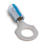 Fluoropolymer Insulated Ring Terminal For Wire Range 12-10 Stud Size 1/4, Clear/Yellow Stripe