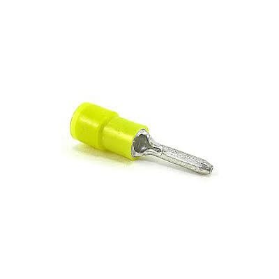Vinyl-Insulated Pin Terminal, Length 1.04 Inches, Pin Length .390 Inches, Diameter .106 Inches, Wire Range #12-#10 AWG, Color Yellow, Copper, Tin Plated