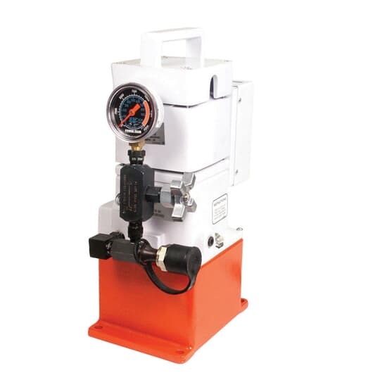 Electric Hydraulic Pump, Length 6 Inches, Width 8 Inches, Height 16 Inches, Reservoir Volume 104 Cubic Inches (0.45 Gallons), Includes Metal Carrying Case