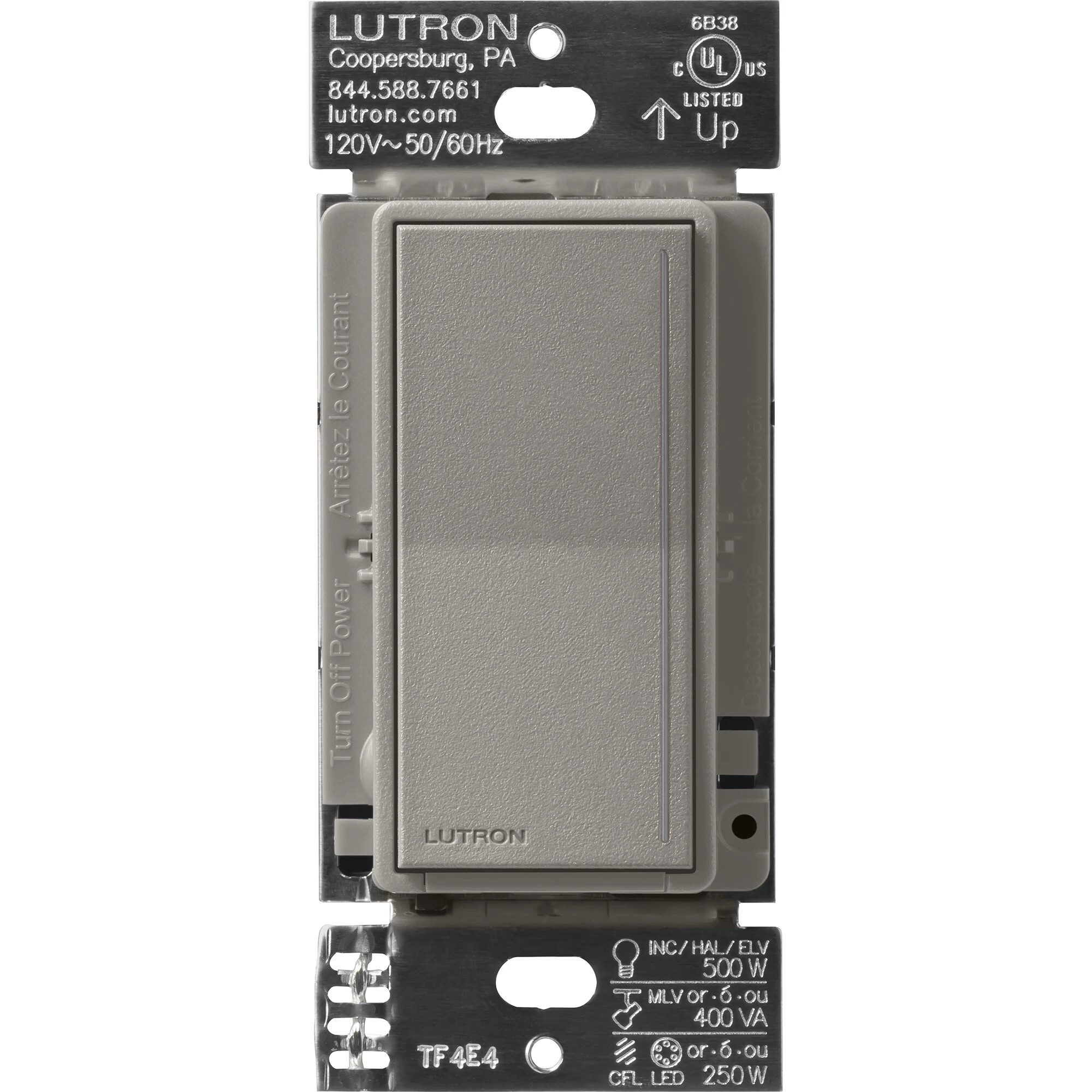 Lutron Sunnata PRO LED+ Touch Dimmer Switch with Phase Selectable Dimming for LED, MLV, ELV, and Incandescent/Halogen lighting, Cobblestone