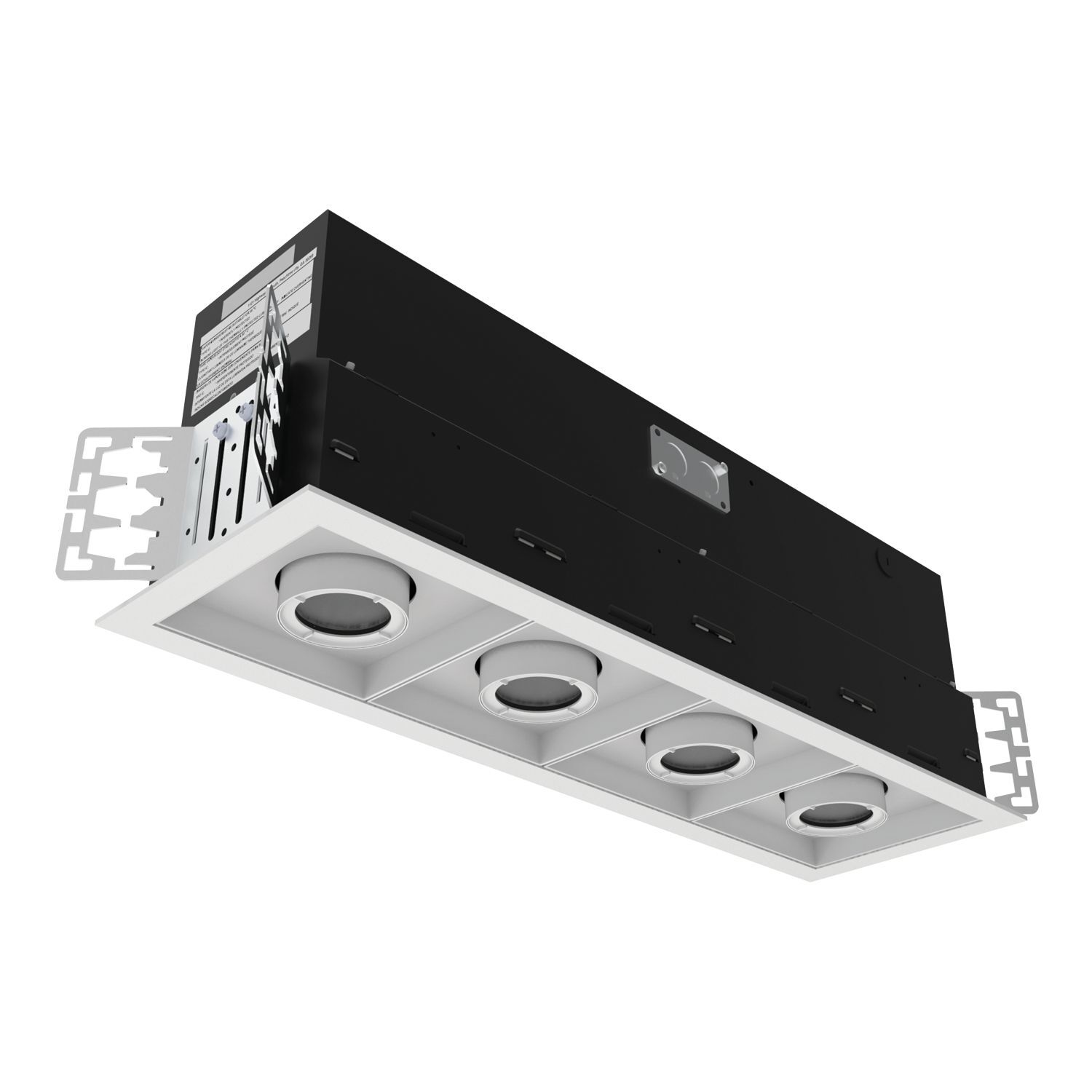 3-head adjustable multiple,  in new construction housing, 90 CRI, 3500K, 50/60Hz; 1%-100% dimming, Matte Black housing