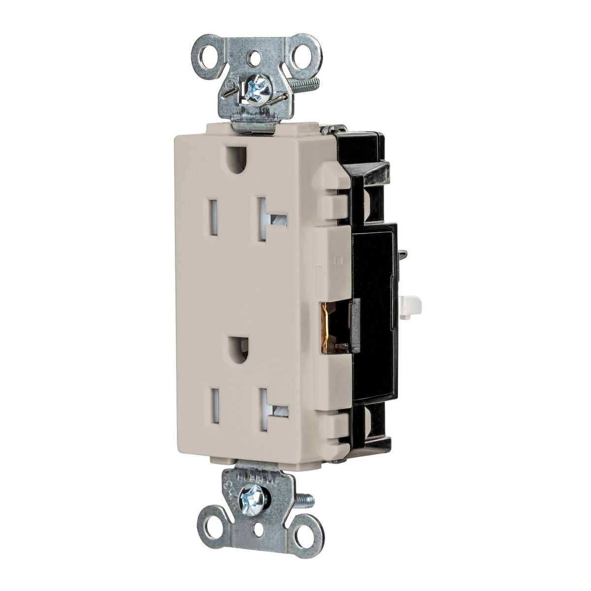 Straight Blade Devices, EdgeConnect, Decorator Receptacle, Commercial Grade, Tamper Resistant, 2-Pole 3-Wire, 20A 125V, 5-20R, Screwless Terminal, Light Almond