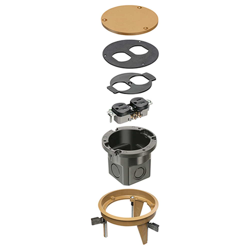 Non Metallic, round cover kit with box and blank caramel cover.