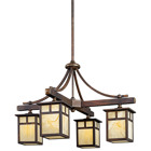 This 4 light outdoor chandelier from the Alameda(TM) collection will bring a cozy, down-to-earth design to your outerdacor. A classic lantern shape, this fixture features a distinctive Canyon View(TM) finish and luminous Honey Opalescent Glass.