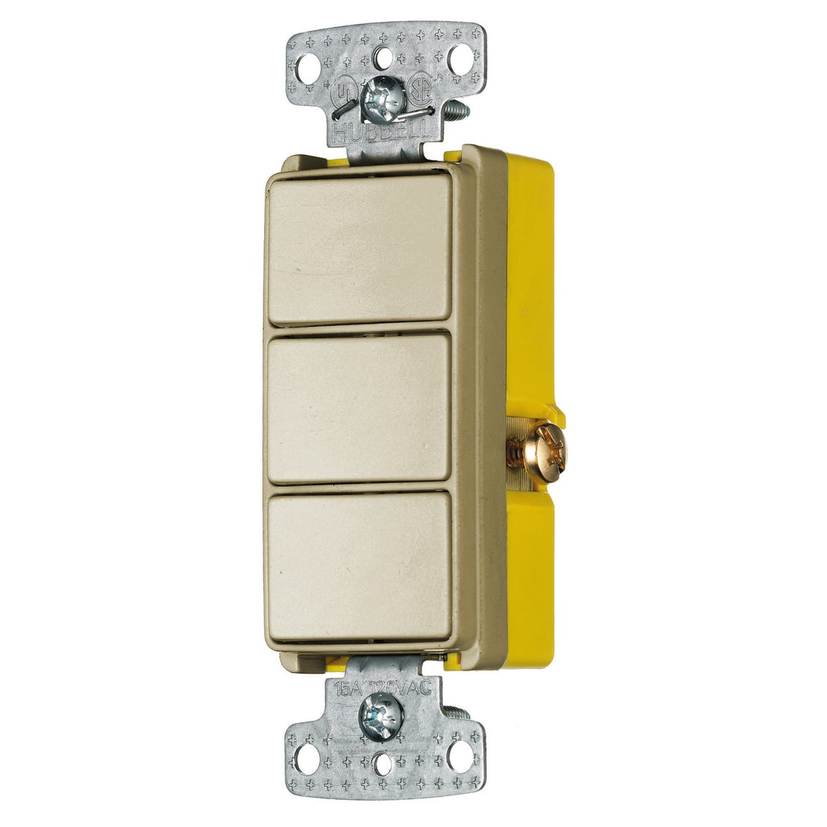 RCD111I Decorator 3-Way 2-Position Standard Combination Switch, 120/277 V AC, 15 A, 4155 W Power Rating, 2-Position Contact