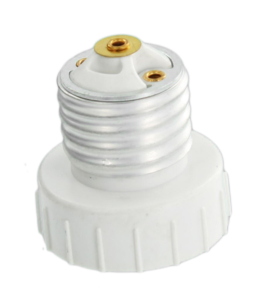 GU24 Base to Medium Base Adapter, Fluorescent Lampholder, Aluminum Screw Shell, White