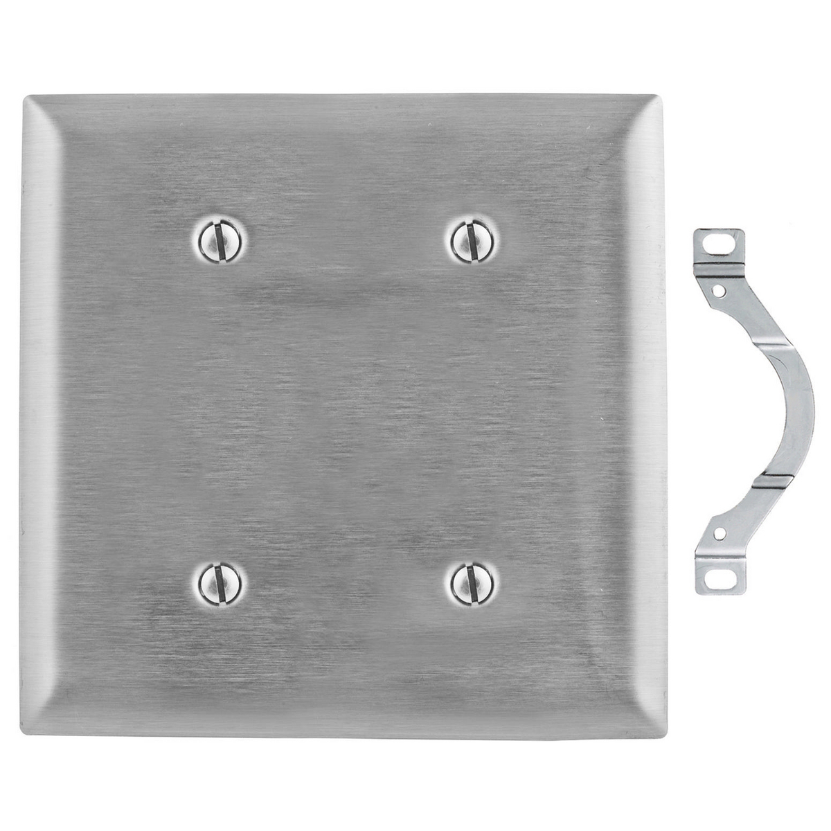 Wallplates and Boxes, Metallic Plates, 2- Gang, Blank, Standard Size, 430 Stainless Steel