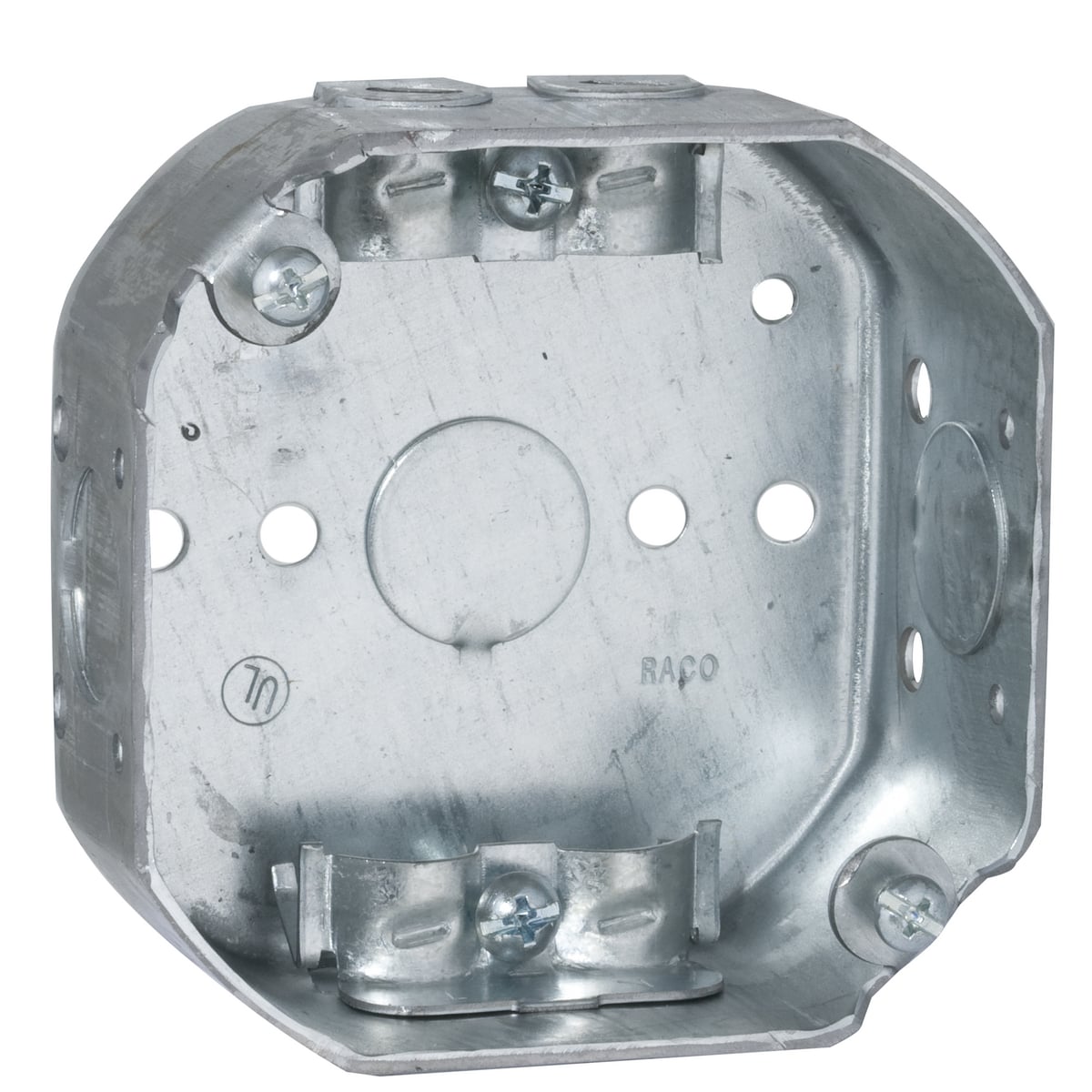 4 In. Oct. Bx. 1-1/2 In. Dp. Drawn with NMSC Clamps Side Holes, 1/8and1/4 In.