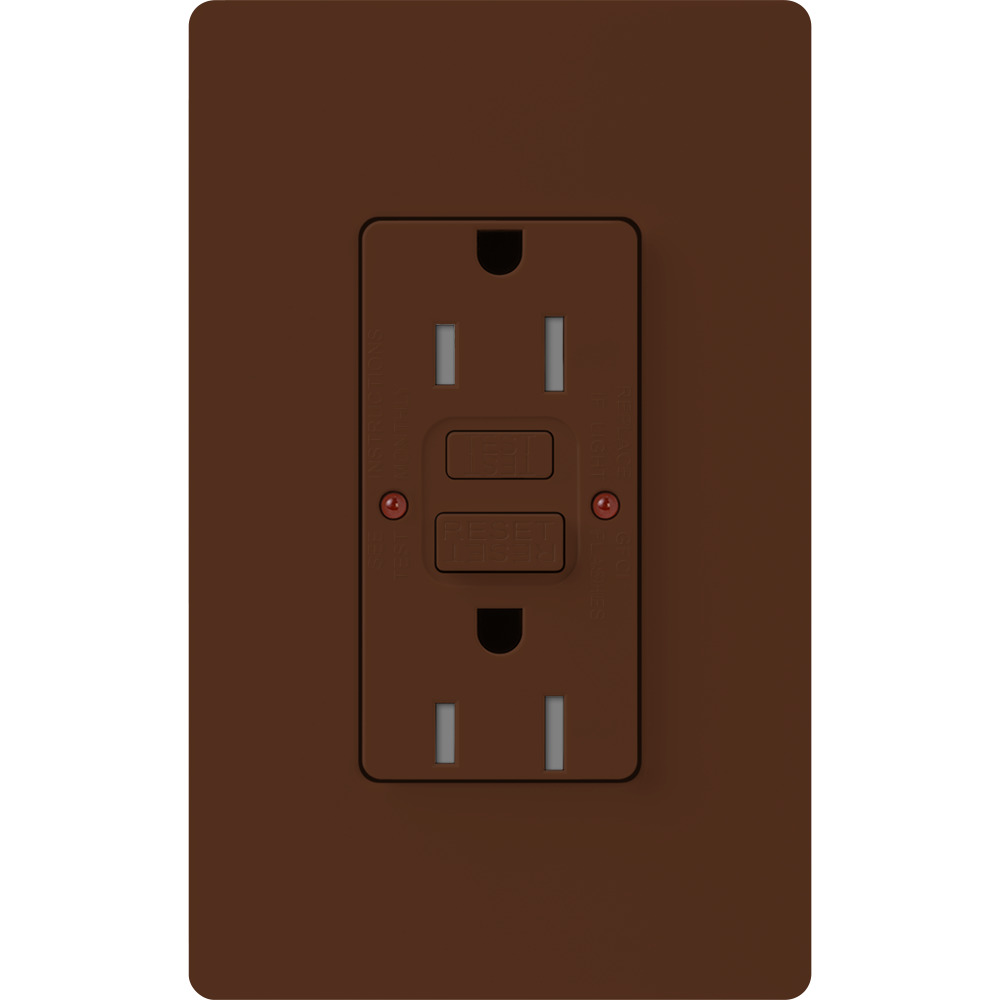 Tamper resistant, Self-testing GFCI receptacle, 15A in sienna