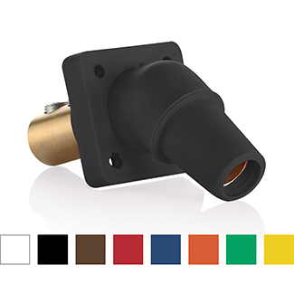 16 Series Female Panel Receptacle, Cam-Type, 45-Degree, Double Set Screw, Taper Nose, Cable Range- 1/0 to 4/0 AWG, 400 Amp-Red