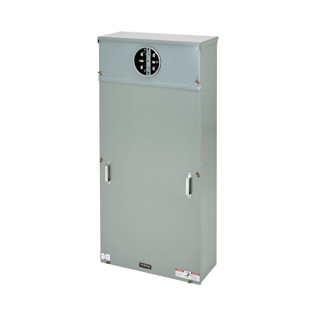 Eaton B-Line series CT meter socket and enclosure combo, 20 A, Ring type door /cover, Underground, ANSI 61 gray painted, #14-#10 load and line lug size, Galvanized steel, Surface mount, 6 jaws, 1 position, CT, NEMA Type 3R