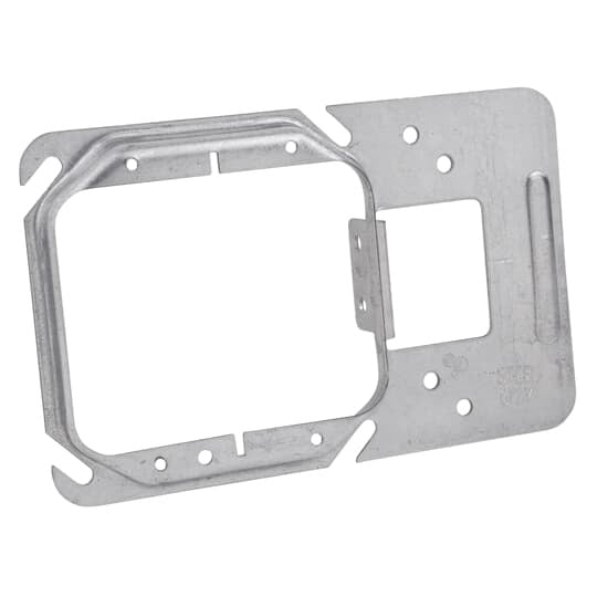 Two Gang Box Support Cover, 6.3 Cubic Inches, 4 Inch Square x 1/2 Inch Raised, Pre-Galvanized Steel