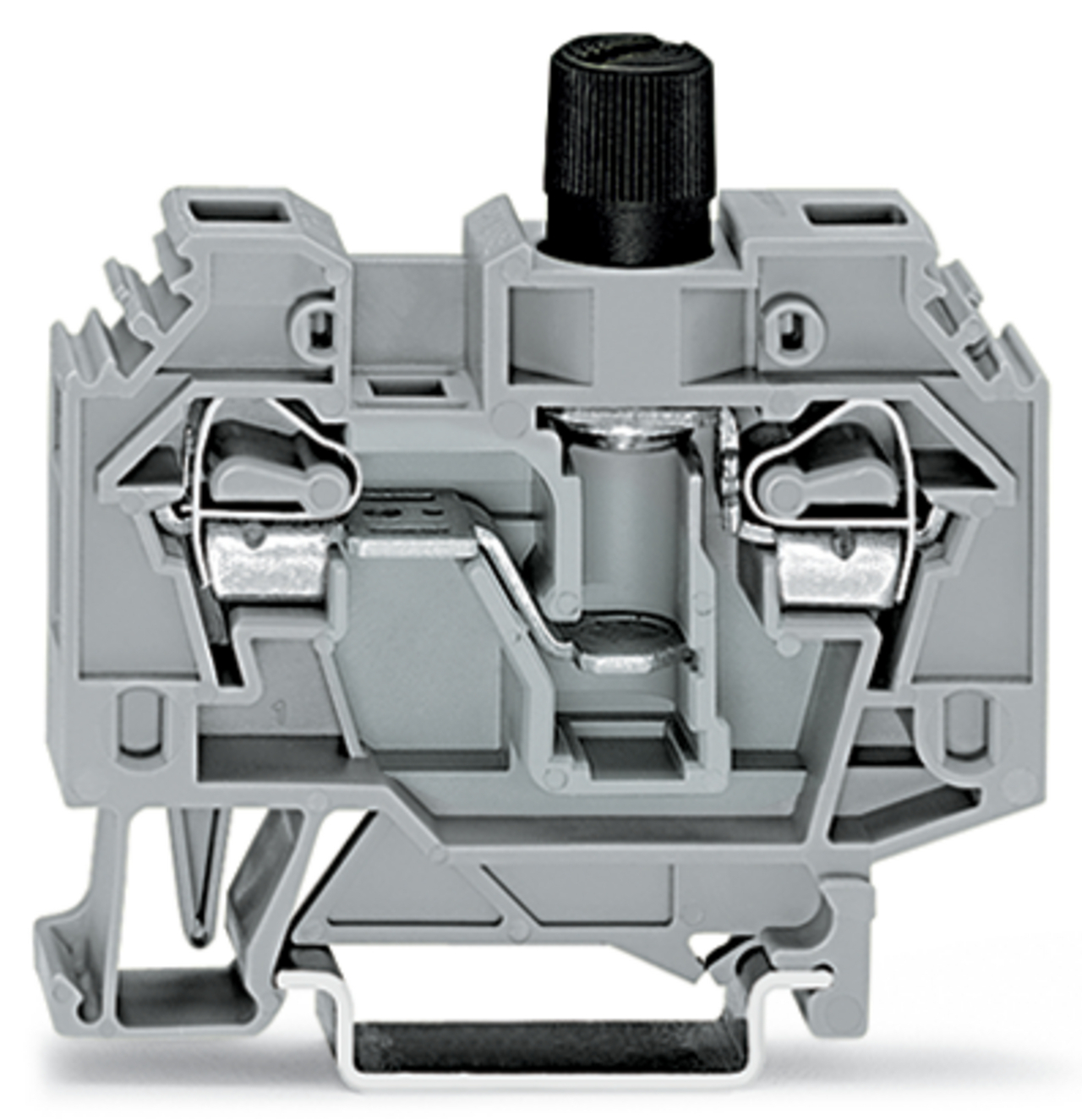 2-conductor fuse terminal block; for miniature metric fuse 1/4 x 1 mm; without blown fuse indication; for DIN-rail 35 x 15 and 35 x 7.5; 6 mm; CAGE CLAMP; 6,00 mm; gray