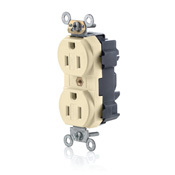 15-Amp, 125-Volt, Narrow Body Duplex Receptacle, Fed Spec Commercial Grade, Tamper-Resistant, Self Grounding, Ivory