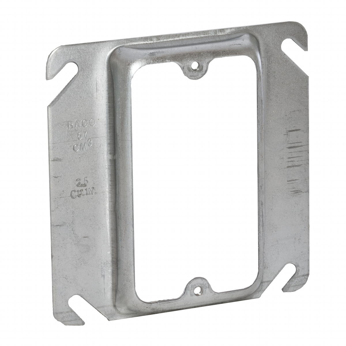 4 In. Square Single Device Covers, Raised 1/2 In. Drawn, Bar-Coded