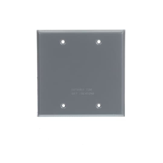 Two Gang Weatherproof Receptacle Cover, Silver, Blank, Device Mount