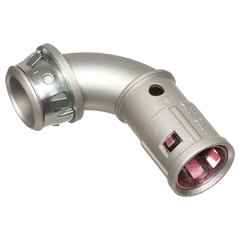 90 degree snap to it cable connector. Zinc die-cast for AC, MCI, HCF, MCIA, MCPCS cable.