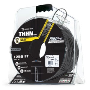 105100801055 PullPro Copper THHN Wire, 12 AWG, Solid, Black, 1250 ft
