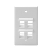Angled QuickPort Wallplate 4-Port, Single Gang, White