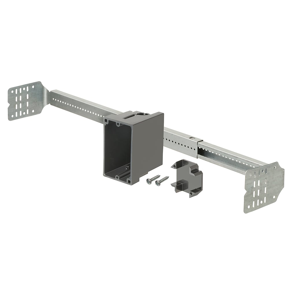 Save time with Arlington's SLIDERBAR kits! Kit includes SLIDERBAR (SL24) and single gang non-metallic box with installation screws and slider clip (SLB101).