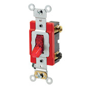 20 Amp, 120 Volt, Toggle Pilot Light, Neutral Double-Pole AC Quiet Switch, Extra Heavy Duty Spec Grade, Self Grounding, Back and Side Wired, Red
