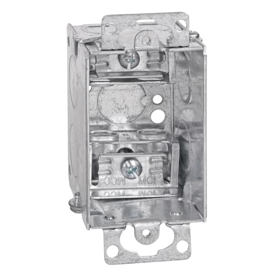 Gangable Switch Box, 10.5 Cubic Inches, 3 Inches Long x 2 Inches Wide x 2 Inches Deep, 1/2 Inch Knockouts, Pre-Galvanized Steel, Armored Cable Clamps (C-3) and Ears Flush for Old Work, For use with Armored/Metal Clad Cable