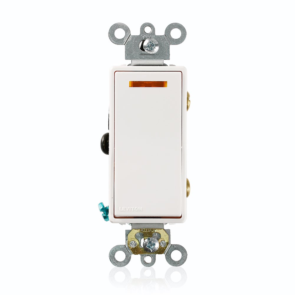 20-Amp, 120-Volt, Decora Plus Rocker Lighted Handle, Illuminated Off 3-Way AC Quiet Switch, Commercial Grade, Self Grounding, White