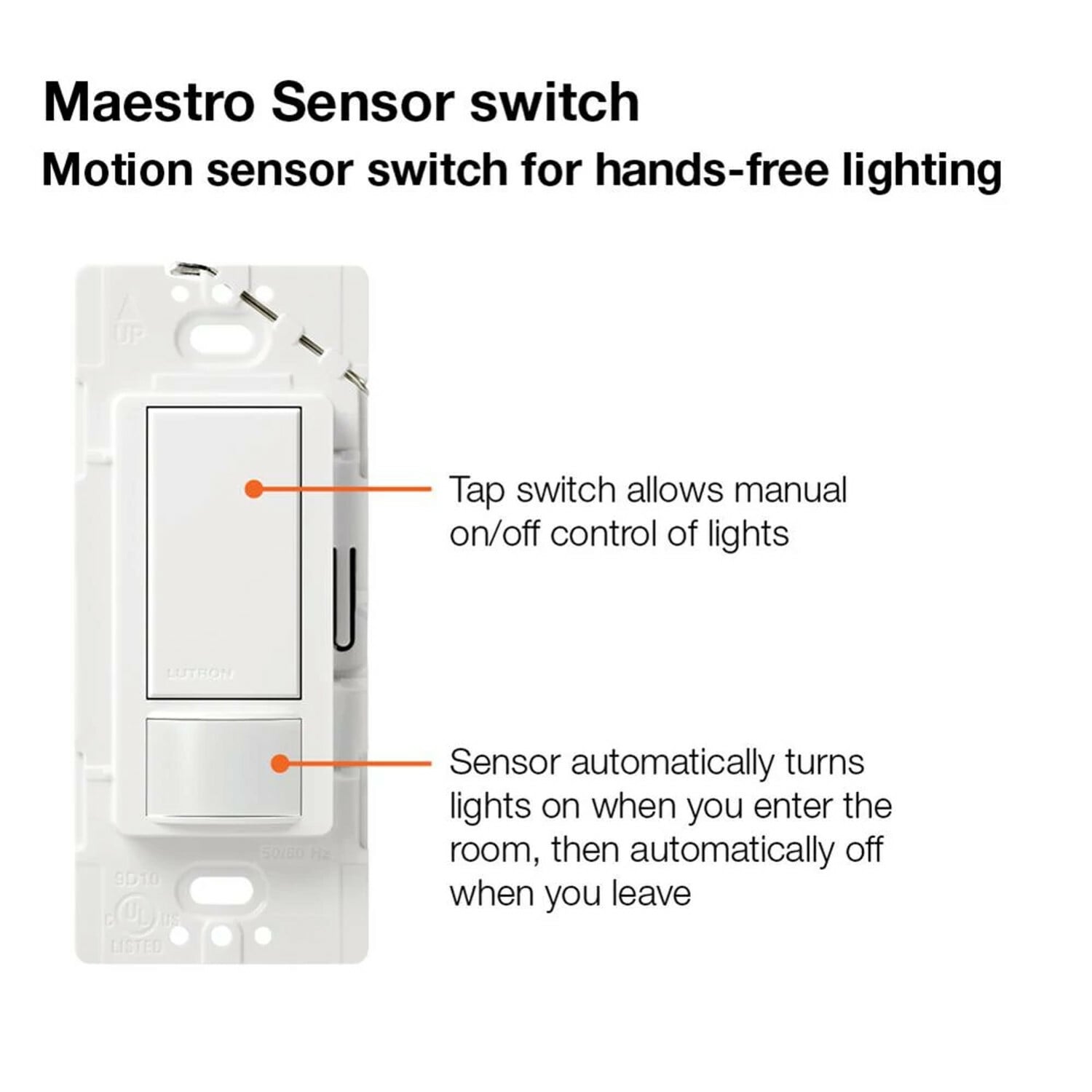 Lutron Maestro Motion Sensor Switch, No Neutral Required, 150W LE