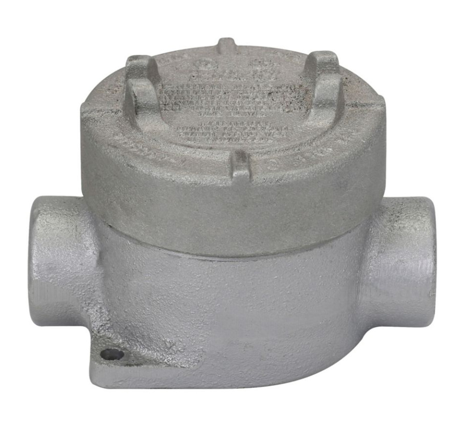 EAJC16 Condulet Type C Dust-Ignitionproof Explosionproof Round Raintight Conduit Outlet Box With Cover, 1/2 in, 3-3/16 in Cover Opening, 18.5 cu-in Capacity, Electro-Galvanized