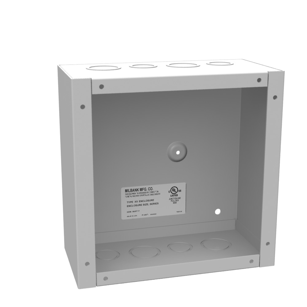 8x4x8 Screw Cover Type 1 UL Listed Steel Knockouts ANSI 61 Gray Cover with Teardrop Slots Mounting Holes in Back