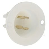15 Amp, 125 Volt, Flanged Inlet Locking Receptacle, Industrial Grade, Grounding, MiniLock, White
