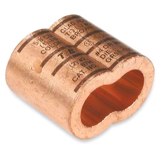 E-Z-Ground Pigtail Copper Compression Connector for Cable Range One Cable: 4/0 to 1/0 AWG, Ground Rod 3/4