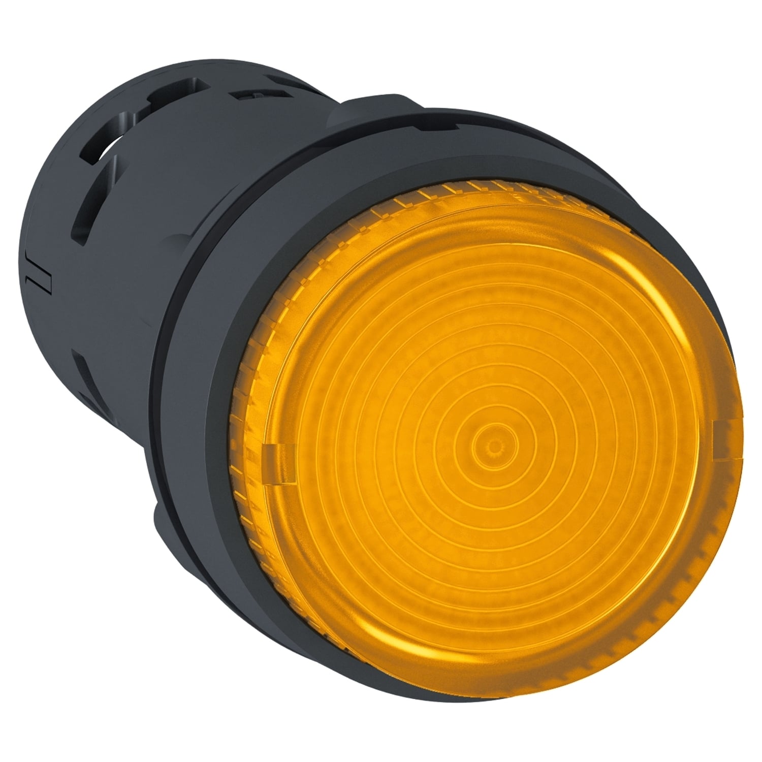 Monolithic illuminated push button, Harmony XB7, plastic, orange, 22mm, integral LED, spring return, 24V AC DC, 1NO