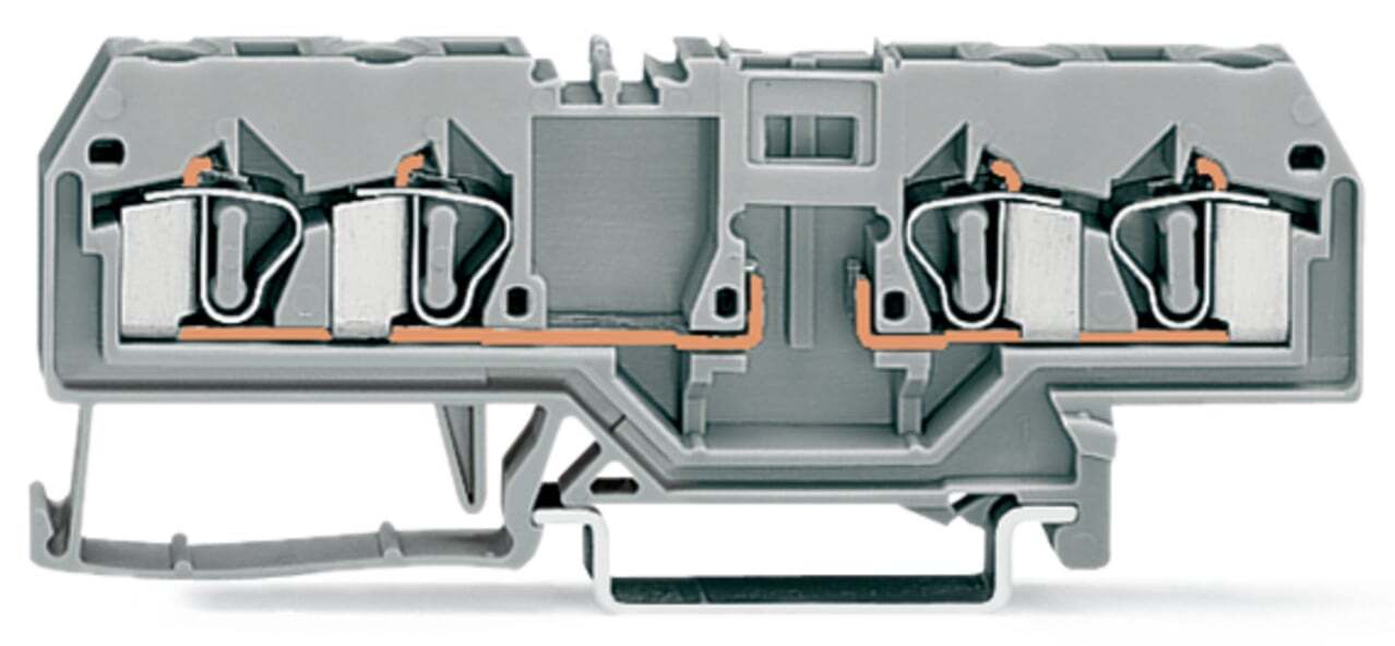 4-conductor carrier terminal block; for DIN-rail 35 x 15 and 35 x 7.5; 4 mm; CAGE CLAMP; 4,00 mm; gray
