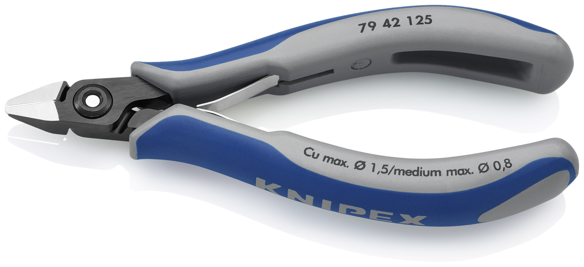 Electronics Diagonal Cutters, 5 in., Multi-Component, Polished, Flush Cut, Tapered Head, Up to 1/32 in. Medium Wire