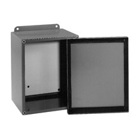 Eaton B-Line series JIC panel enclosure, 8" height, 6" length, 6" width, NEMA 12, Screw cover, 12SC enclosure, Wall mount, Small single door, External mounting feet, Carbon steel, Oil-resistant gasket