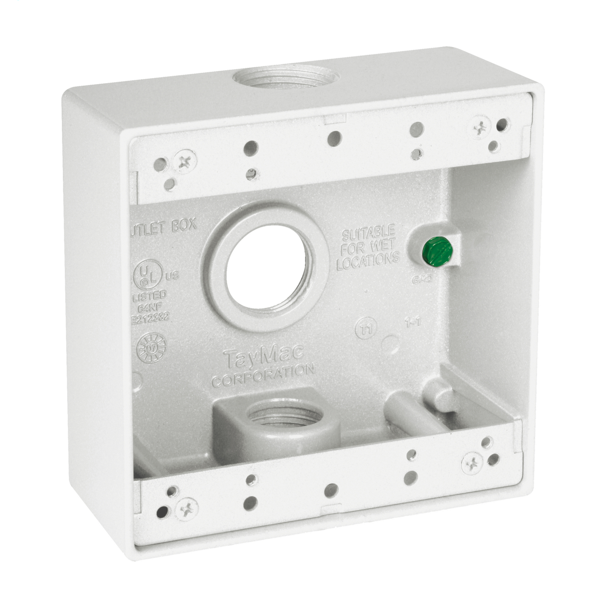 2-Gang Three 3/4 in. Hole Weatherproof Box - White